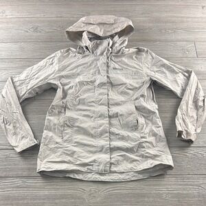 Marmot Womens PreCip Rain Jacket Grey Hooded Windbreaker Full Zip Size Medium